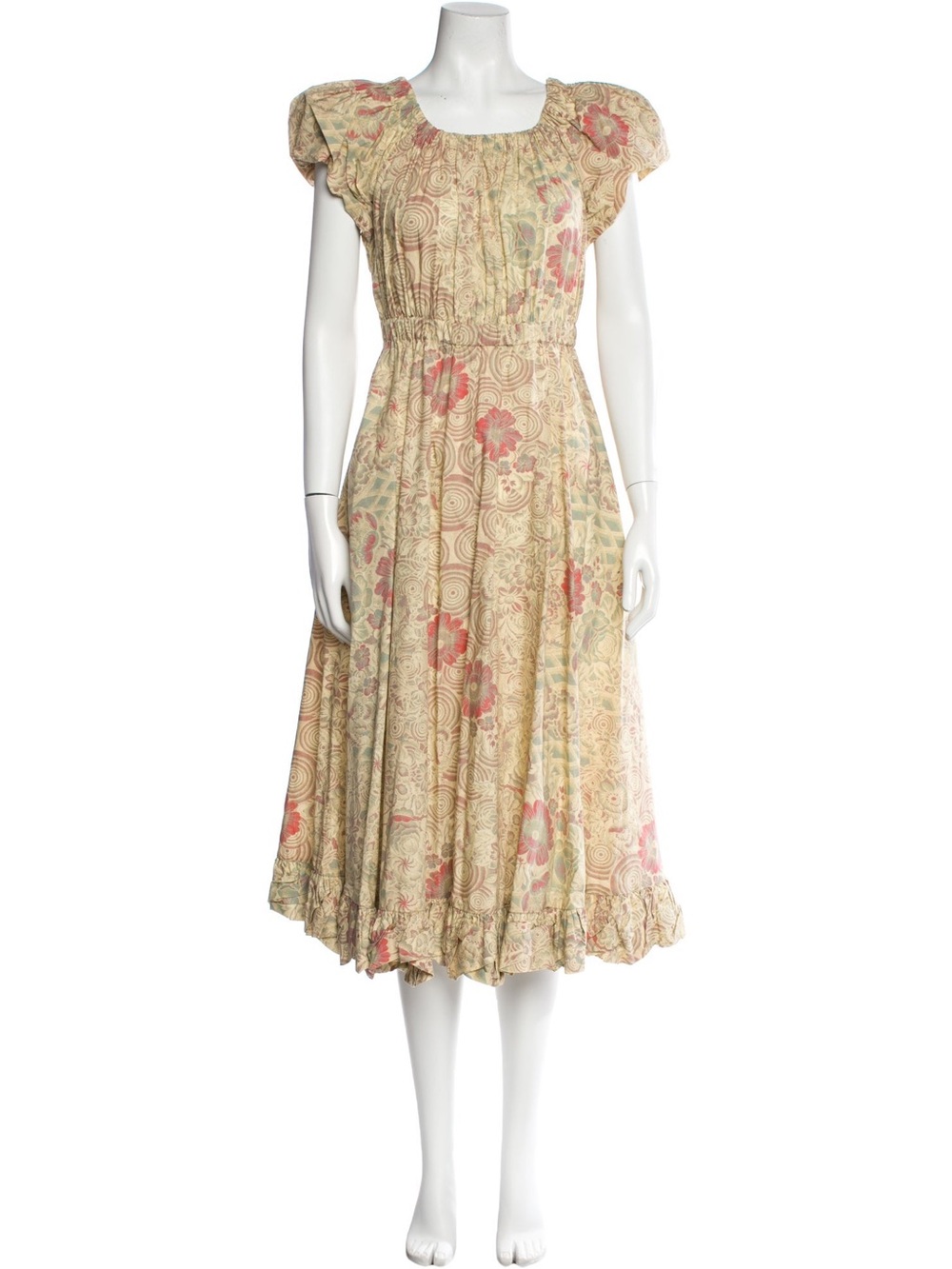 Ulla Johnson Nanette Midi Dress with Puff Sleeves | Size 4